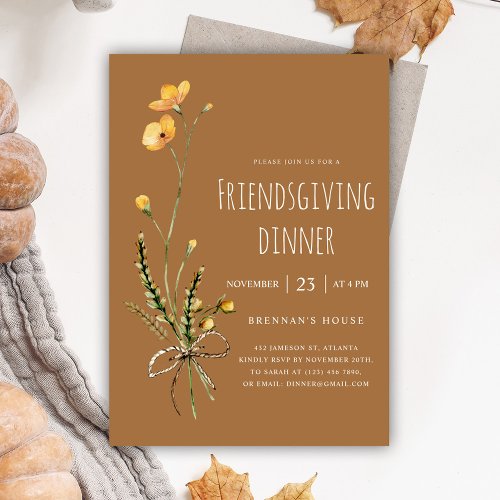 Thanksgiving Modern Rustic Friendsgiving Dinner Invitation