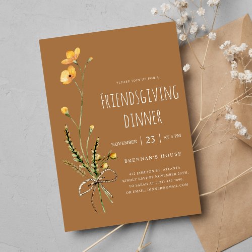 Thanksgiving Modern Rustic Friendsgiving Dinner Invitation