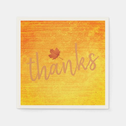 Thanksgiving  Modern Script Gold Orange Autumn Napkins