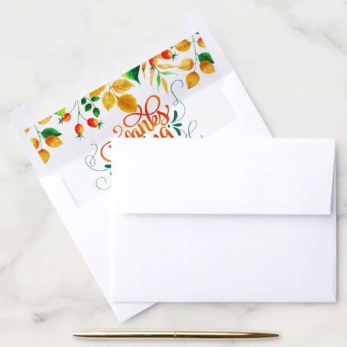 Thanksgiving modern typography Fall leaves border Envelope Liner