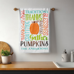 Thanksgiving Modern Word Art Typography Name Kitchen Towel