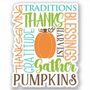 Thanksgiving Modern Word Art Typography Sticker