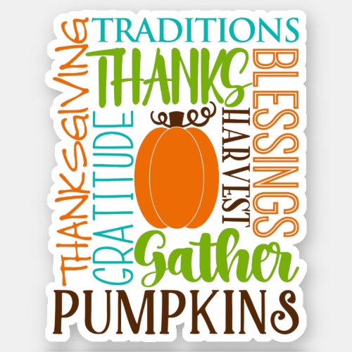 Thanksgiving Modern Word Art Typography Sticker