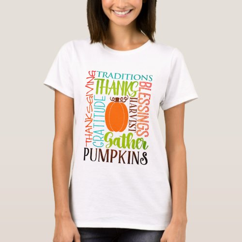 Thanksgiving Modern Word Art Typography T_Shirt