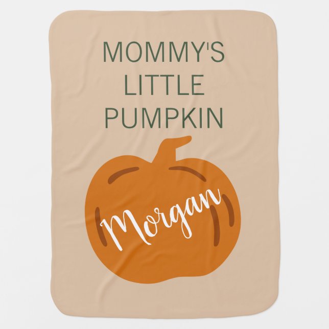 Thanksgiving Mommy's Little Pumpkin Personalized Baby Blanket (Front)