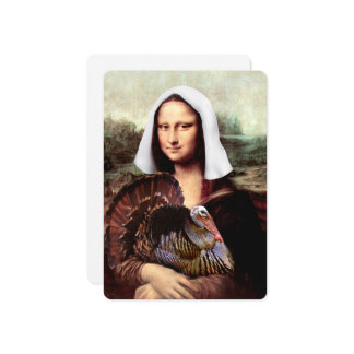 Thanksgiving Mona Lisa Pilgrim with Turkey Invitation