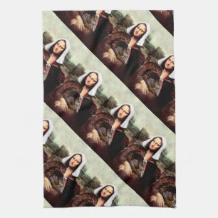 Thanksgiving Mona Lisa Pilgrim with Turkey Kitchen Towel