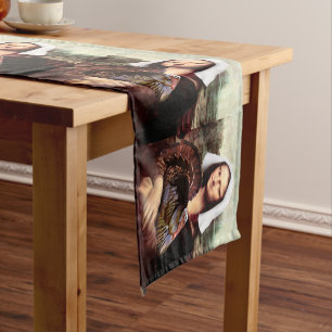 Thanksgiving Mona Lisa Pilgrim with Turkey Short Table Runner