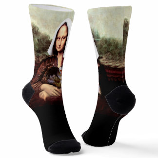 Thanksgiving Mona Lisa Pilgrim with Turkey Socks