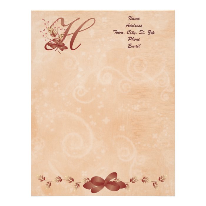 Thanksgiving Monogram Letter H Letterhead