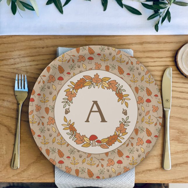 Thanksgiving Monogram Personalized Paper Plates (Creator Uploaded)
