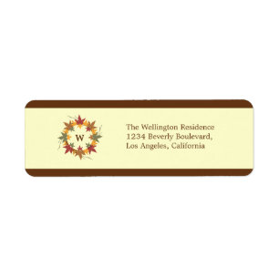 Thanksgiving Monogram Wreath Return Address Label