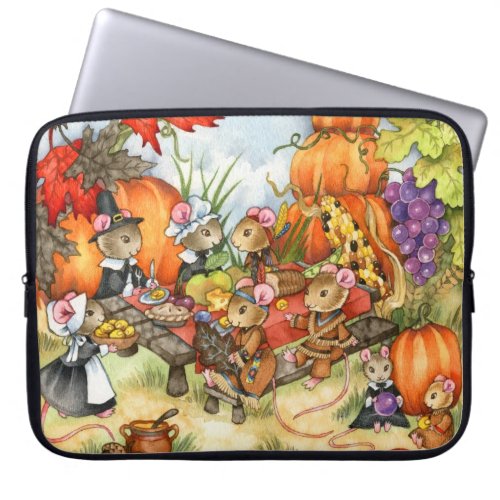 Thanksgiving Mouse Laptop Sleeve by Carmen Medlin