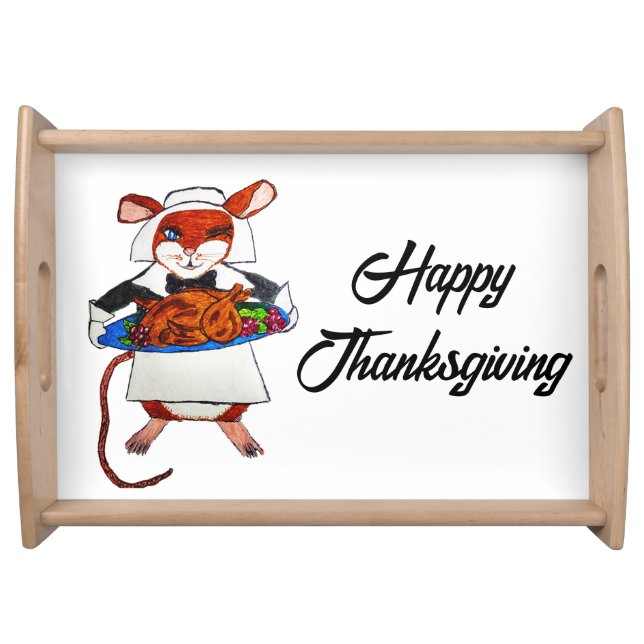 THANKSGIVING MOUSE PILGRIM   SERVING TRAY (Front)