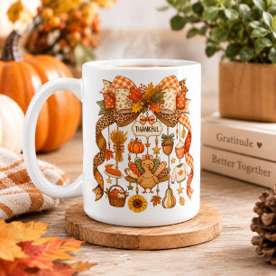 Thanksgiving Mug, Fall Turkey, autumn harverst Coffee Mug