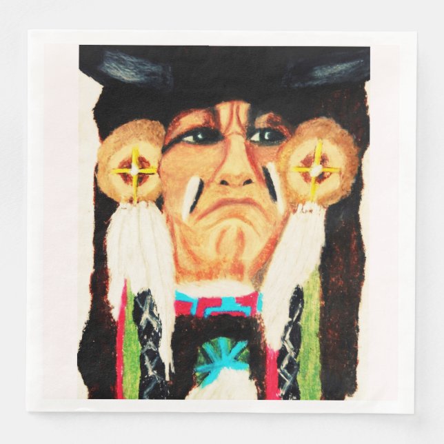 THANKSGIVING NATIVE AMERICAN PAPER DINNER NAPKINS (Front)