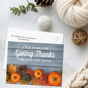 Thanksgiving New Home Address Moving Announcement Postcard