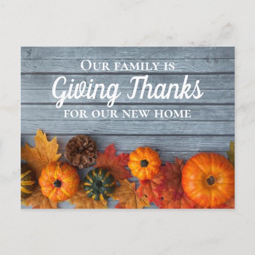 Thanksgiving New Home Address Moving Announcement Postcard
