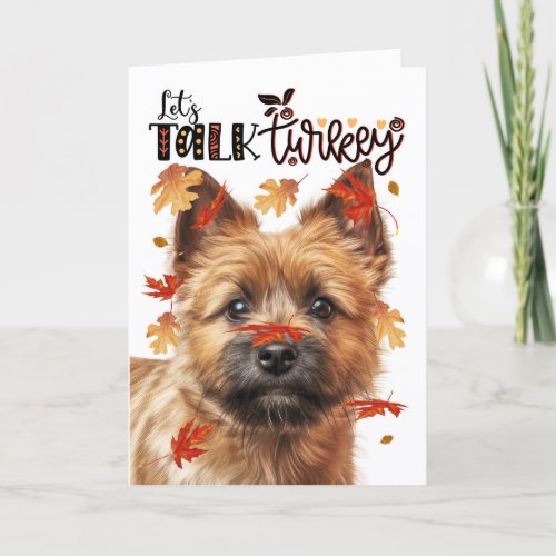 Thanksgiving Norwich Terrier Dog Lets Talk Turkey Holiday Card