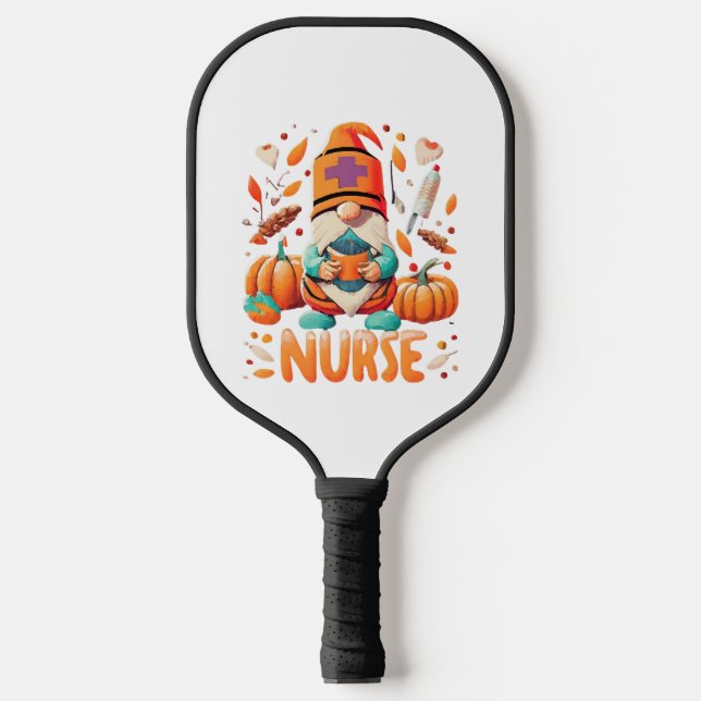 Thanksgiving Nurse Gnomes Fall Scrub Pickleball Paddle (Front)