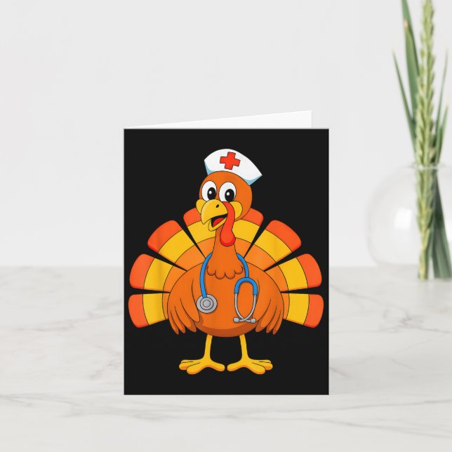 Thanksgiving Nurse Turkey Nurses Scrub Top Nursing Card (Front)