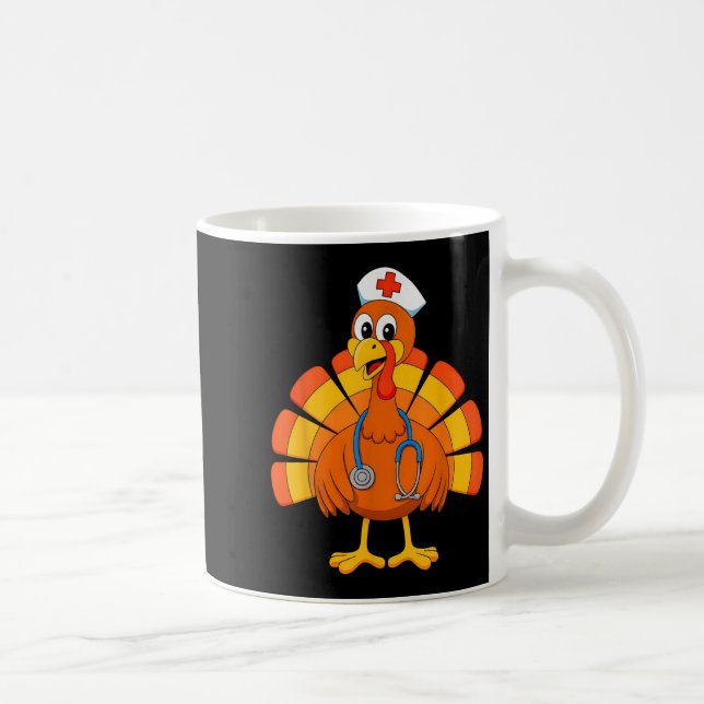 Thanksgiving Nurse Turkey Nurses Scrub Top Nursing Coffee Mug (Right)