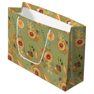 Thanksgiving Oak Fall Mood Watercolor Large Gift Bag