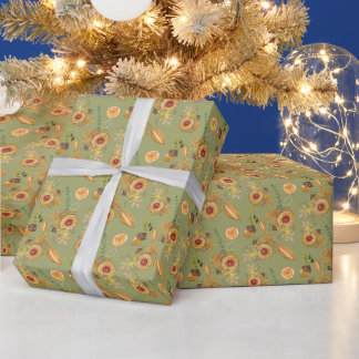 Thanksgiving Oak Fall Mood Watercolor Wrapping Paper