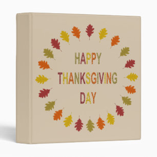 Thanksgiving Oak Leaves 3 Ring Binder