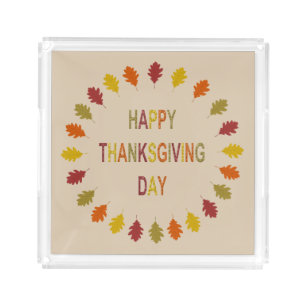Thanksgiving Oak Leaves Acrylic Tray