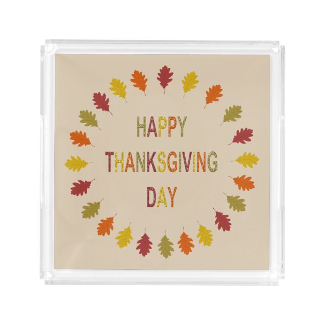 Thanksgiving Oak Leaves Acrylic Tray (Front)