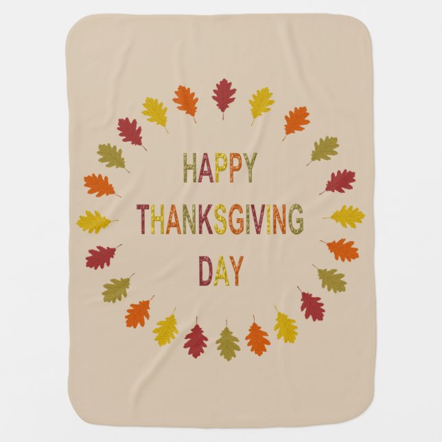 Thanksgiving Oak Leaves Baby Blanket (Front)