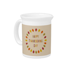 Thanksgiving Oak Leaves Beverage Pitcher