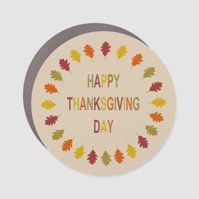 Thanksgiving Oak Leaves Car Magnet (Front)
