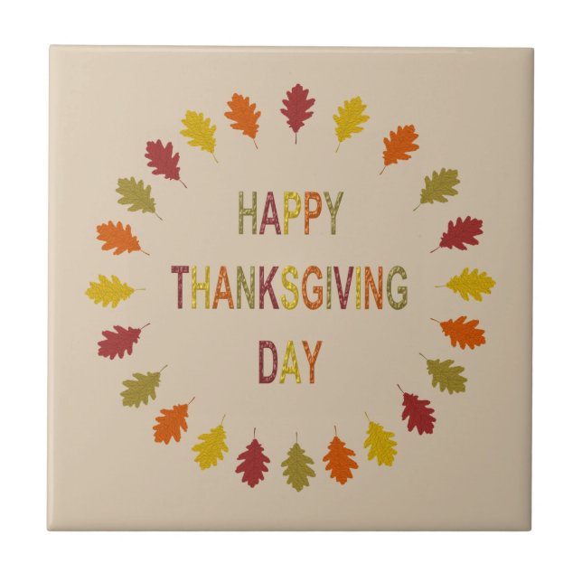 Thanksgiving Oak Leaves Ceramic Tile (Front)