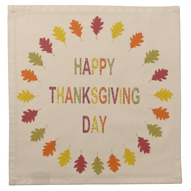 Thanksgiving Oak Leaves Cloth Napkin (Front)