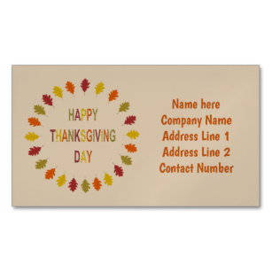 Thanksgiving Oak Leaves Custom Business Card Magnet