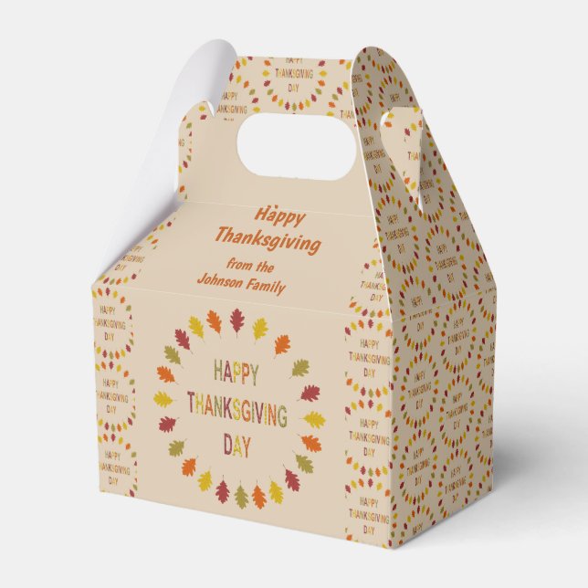 Thanksgiving Oak Leaves Custom Favor Boxes (Front Side)