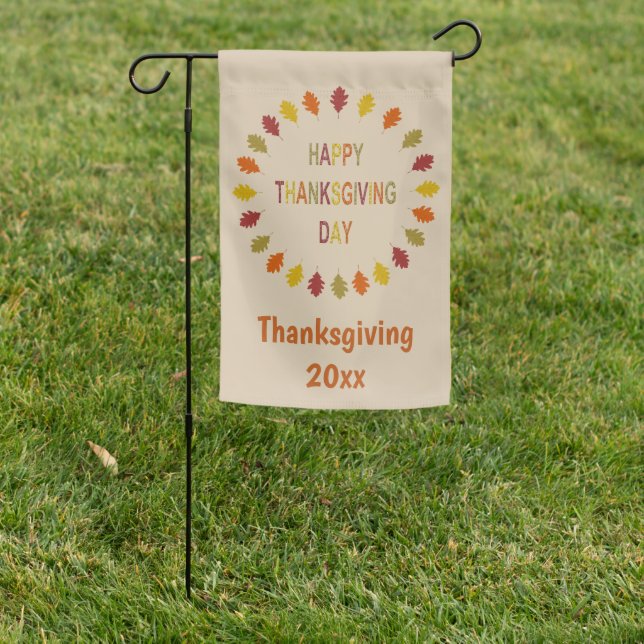 Thanksgiving Oak Leaves Custom Garden Flag (In SItu)