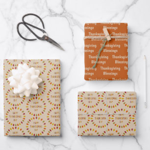 Thanksgiving Oak Leaves Custom Message Wrapping Paper Sheets
