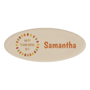 Thanksgiving Oak Leaves Custom Name Name Tag