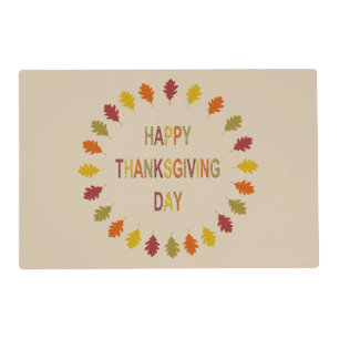 Thanksgiving Oak Leaves Custom Name Placemat