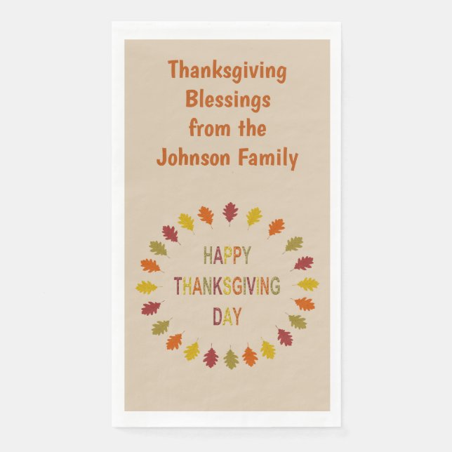 Thanksgiving Oak Leaves Custom Paper Guest Towels (Front)