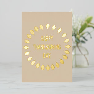 Thanksgiving Oak Leaves Custom Party Foil Invitation