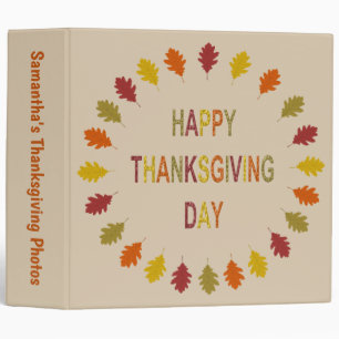 Thanksgiving Oak Leaves Custom Photograph Album 3 Ring Binder