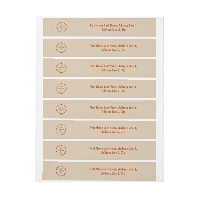 Thanksgiving Oak Leaves Custom Wrap Around Address Label (Sheet)