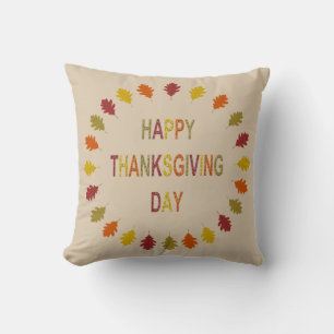 Thanksgiving Oak Leaves Double Sided Patterned Throw Pillow