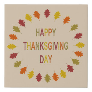 Thanksgiving Oak Leaves Faux Canvas Print