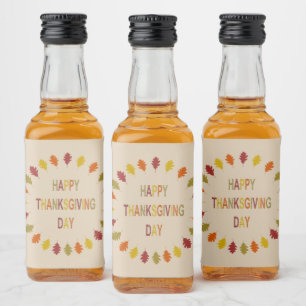 Thanksgiving Oak Leaves Liquor Bottle Label