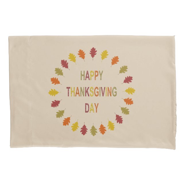 Thanksgiving Oak Leaves Patterned Pillow Case (Front)